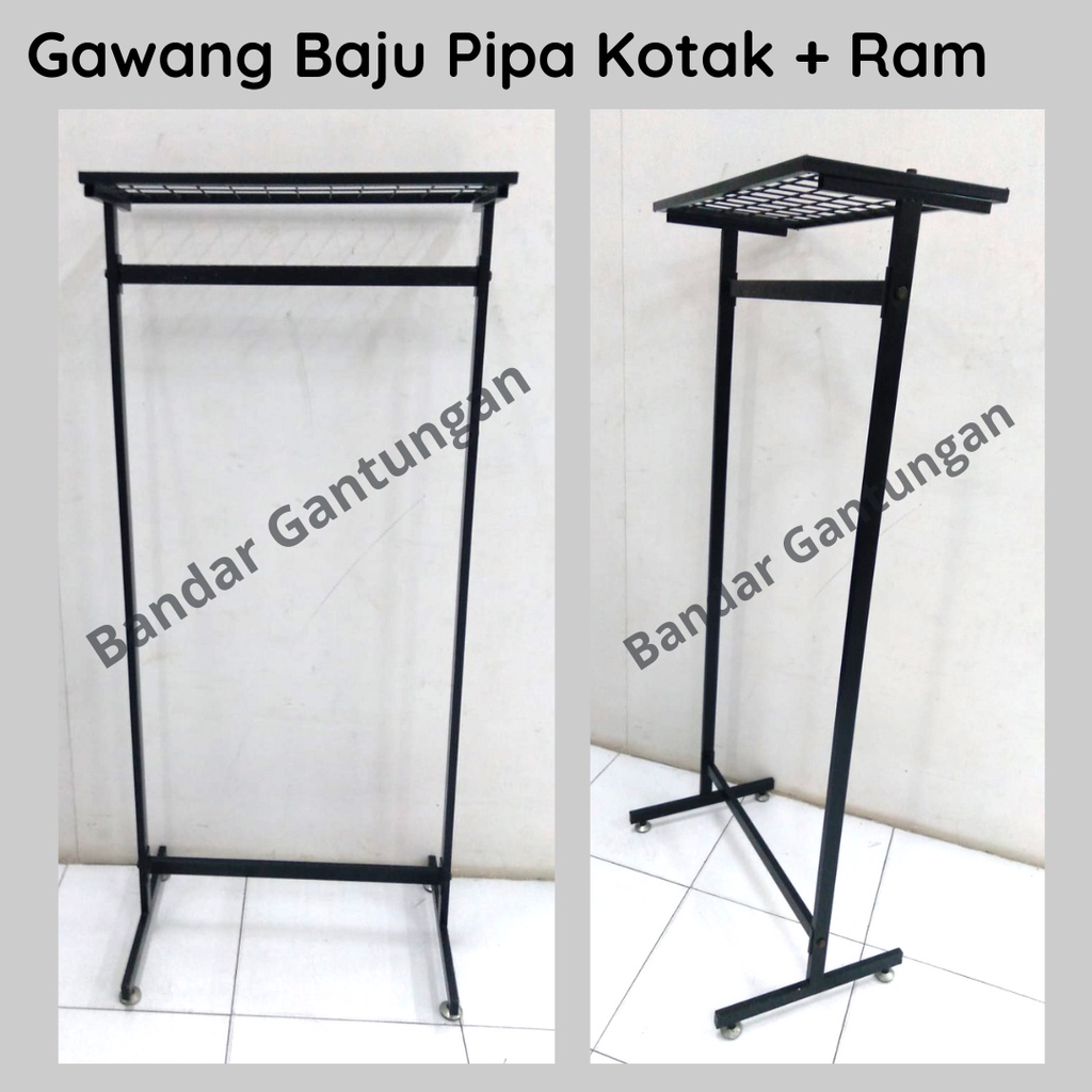 Jual Gawang Baju Pipa Kotak Hitam Rak Etalase + Ram Hanger Besi ...