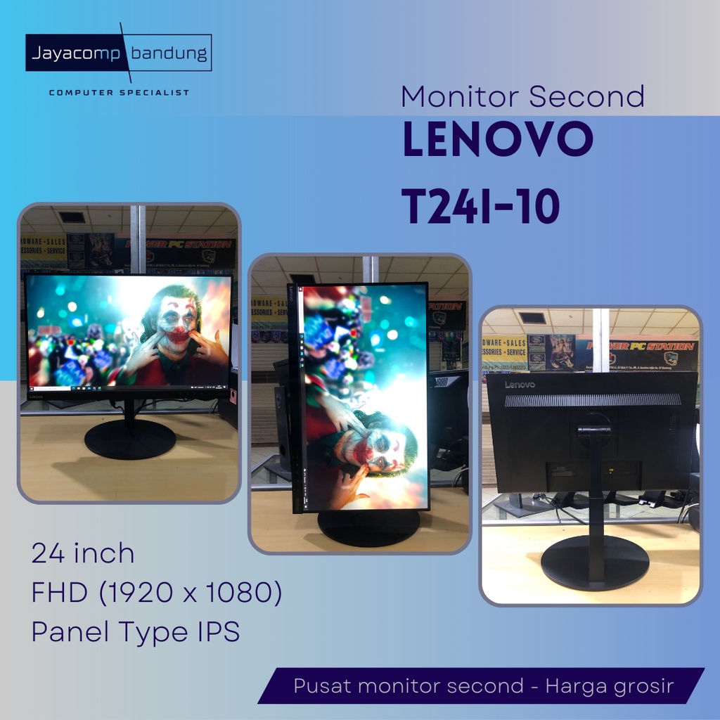 Jual Monitor LED 24 inch Lenovo Thinkvision T24i10 frameless IPS (second mulus) Shopee