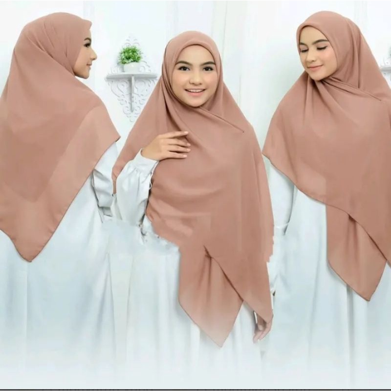 Jual Segi Empat Paris Premium / Jilbab Segi Empat Syari Polos / Segi