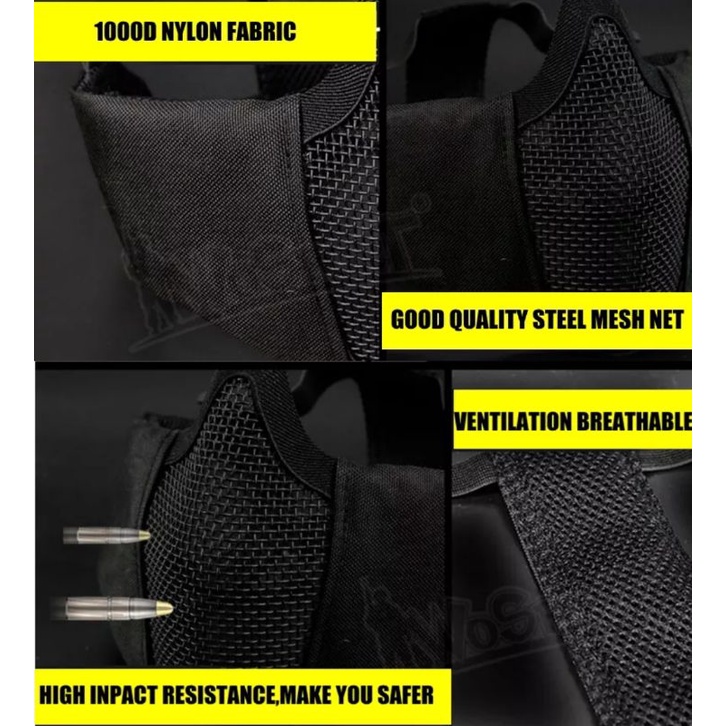 Jual Masker Tactical Mask Mesh Half Face Jaring Besi Double Strap ...