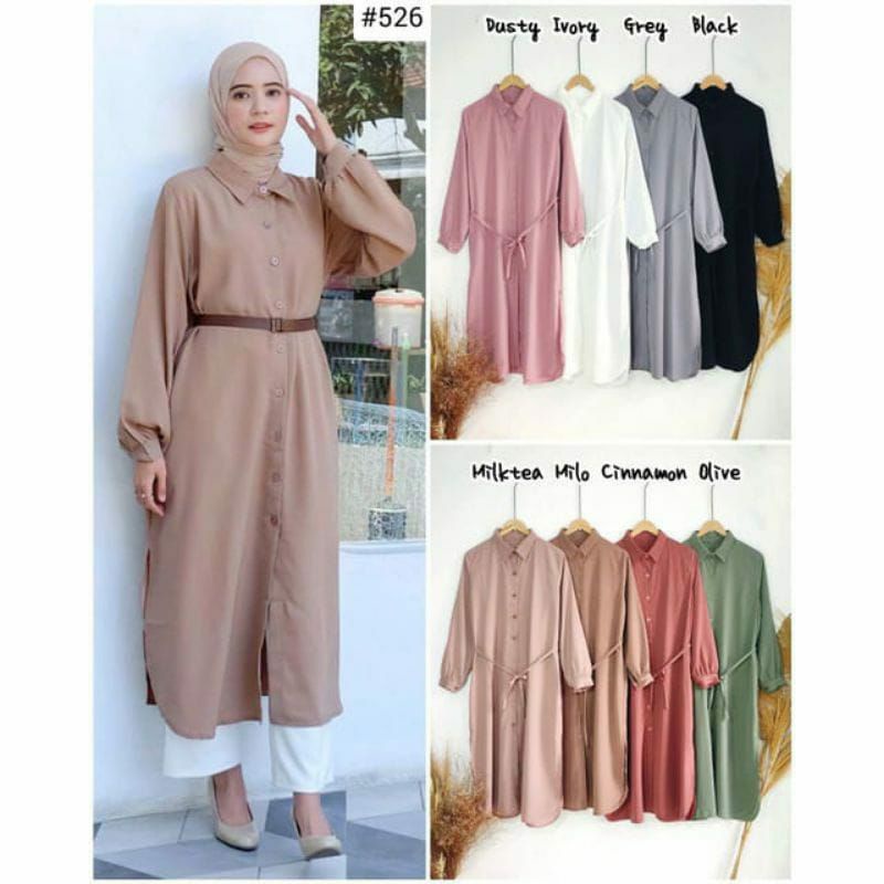 Jual Baju Tunik Kemeja Bahan Shakilla Kekinian | Shopee Indonesia