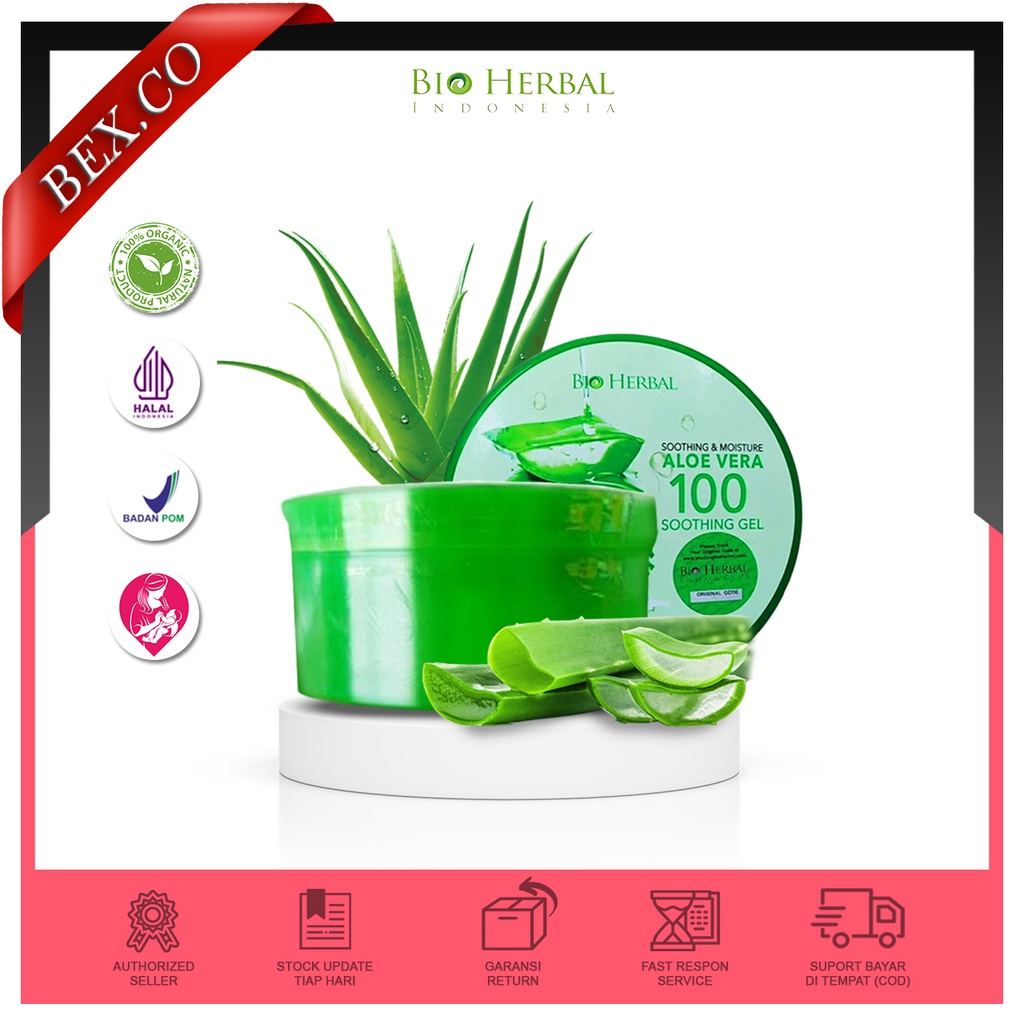 Jual BIO HERBAL ALOE VERA GEL ORIGINAL 100 300ml Asli dengan Stiker