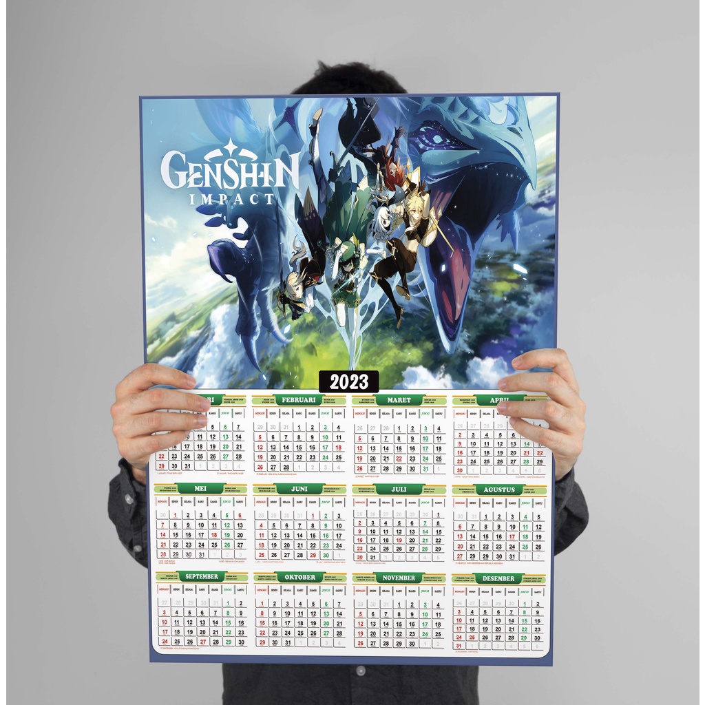 Jual Kalender 2024 Anime Genshin Impact, Full 12 Bulan Shopee Indonesia