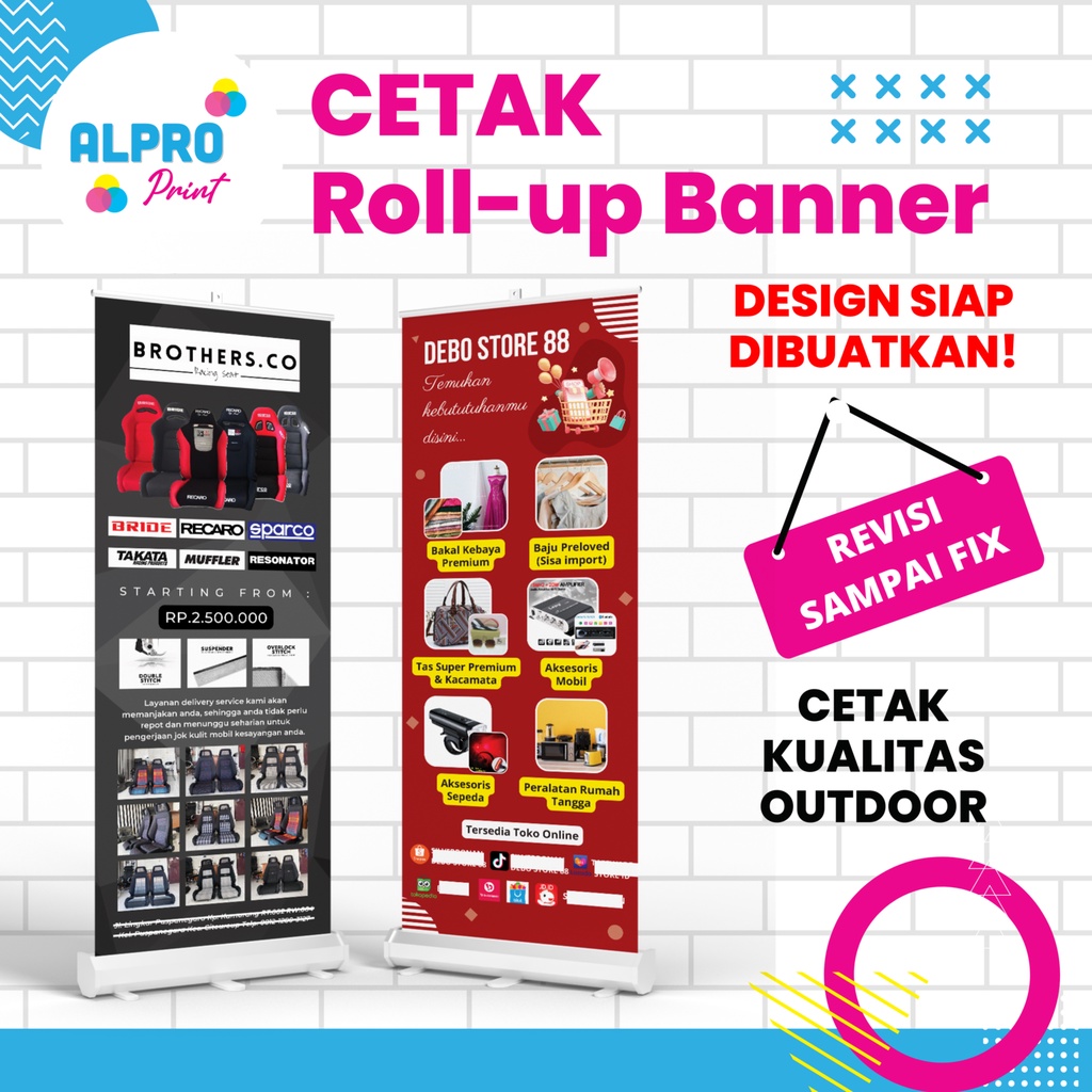 Jual Cetak Roll Up Banner Kualitas Outdor Revisi Sampai Fix