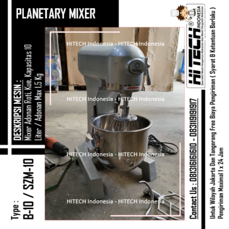 Jual Planetary Mixer 10 Liter SZM-10 Mixer Adonan Roti 10L B-10 Mixer ...