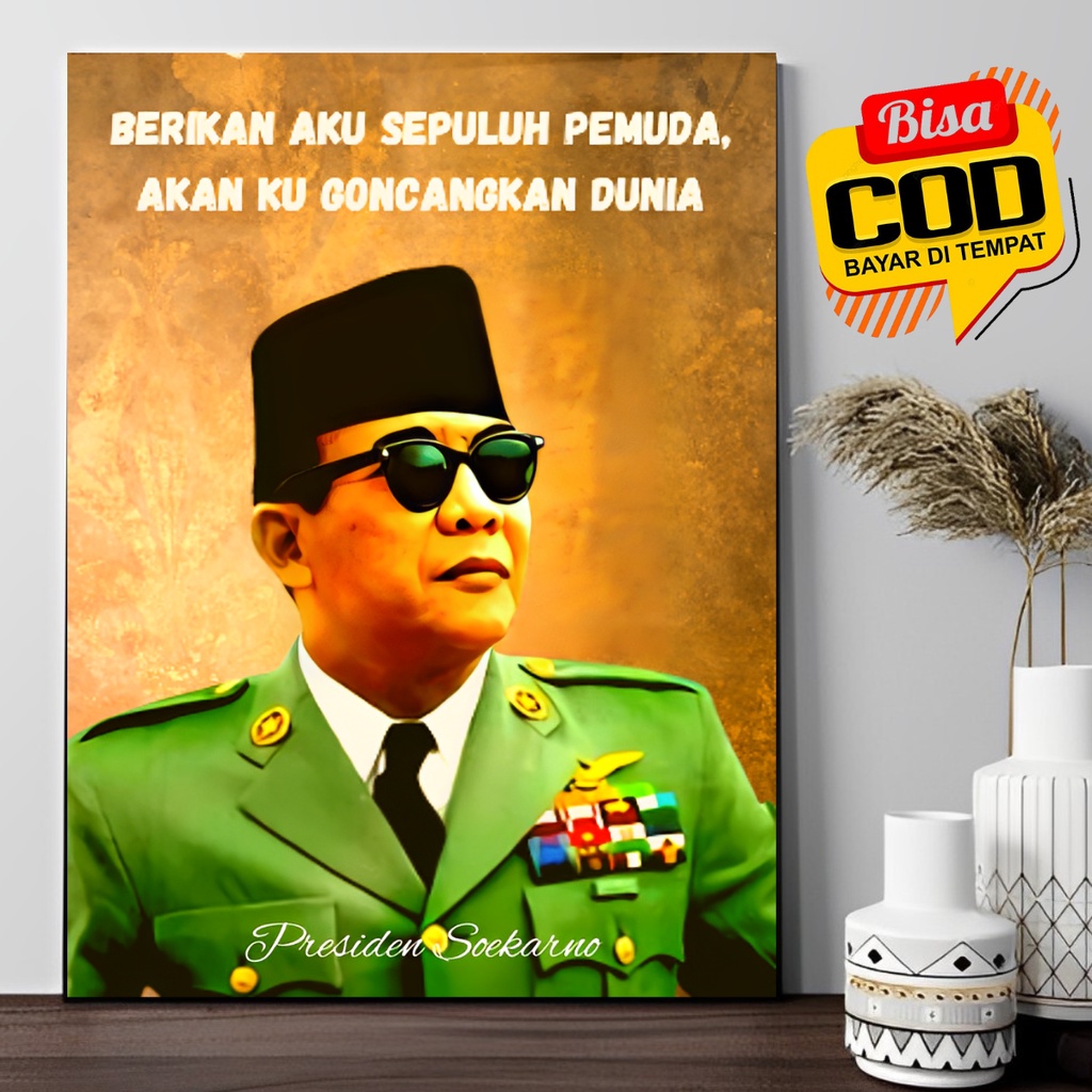 Jual Sukarno Soekarno Presiden Indonesia Poster Kayu Pajangan Dekorasi ...