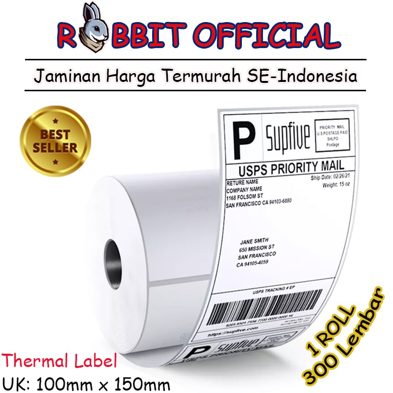 Jual Label Sticker Thermal 100 x 150 Barcode 100x150 Isi 300 Ukuran A6 ...