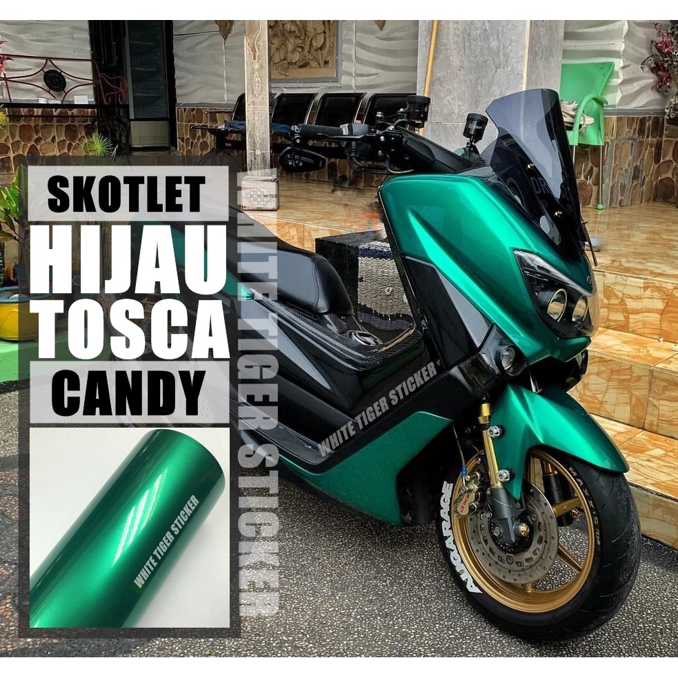 Jual Skotlet Stiker Motor Hijau Tosca Metalik Candy Stiker Metalik