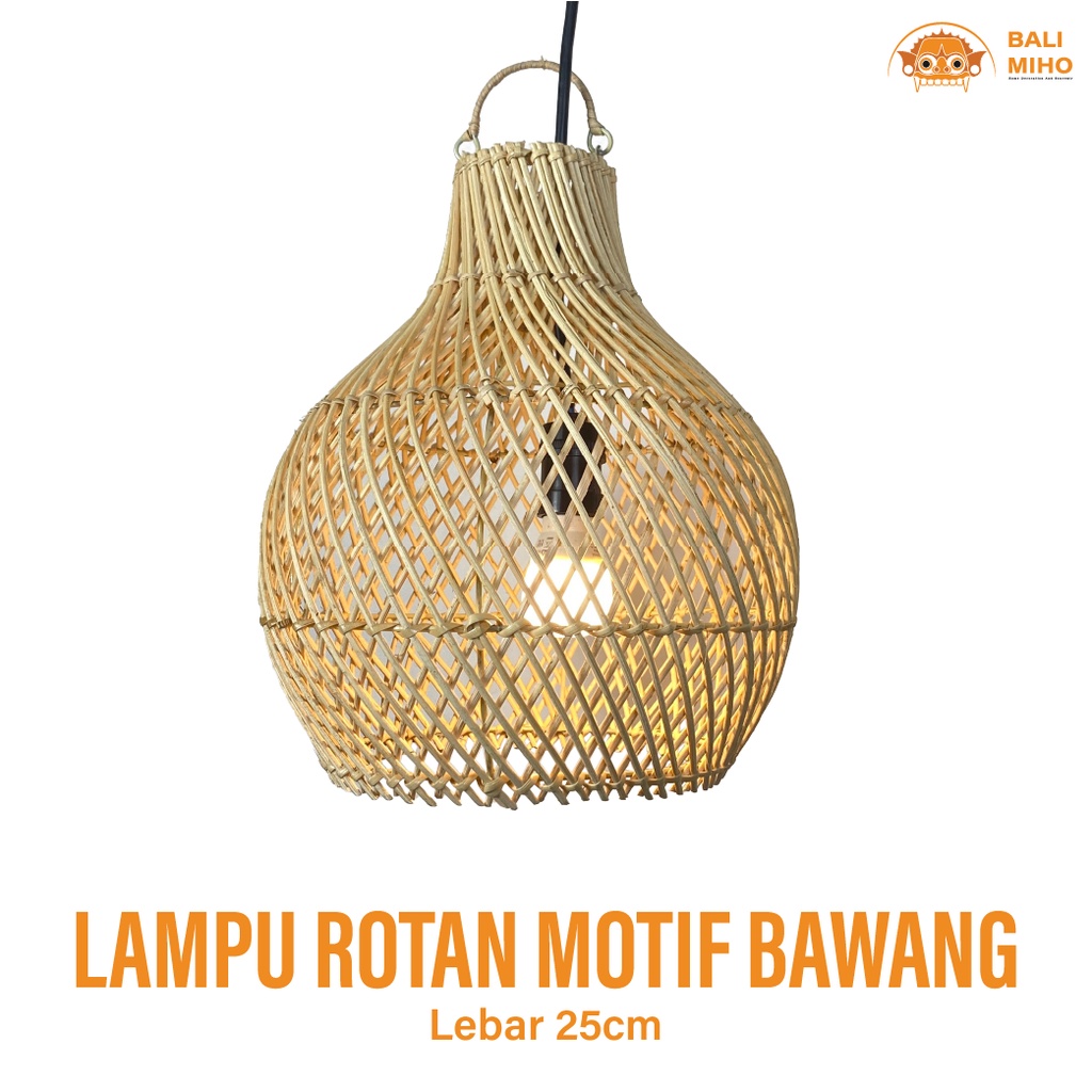 Jual Kap Lampu Rotan Motif Bawang Cm Kap Lampu Unik Lampu Cafe