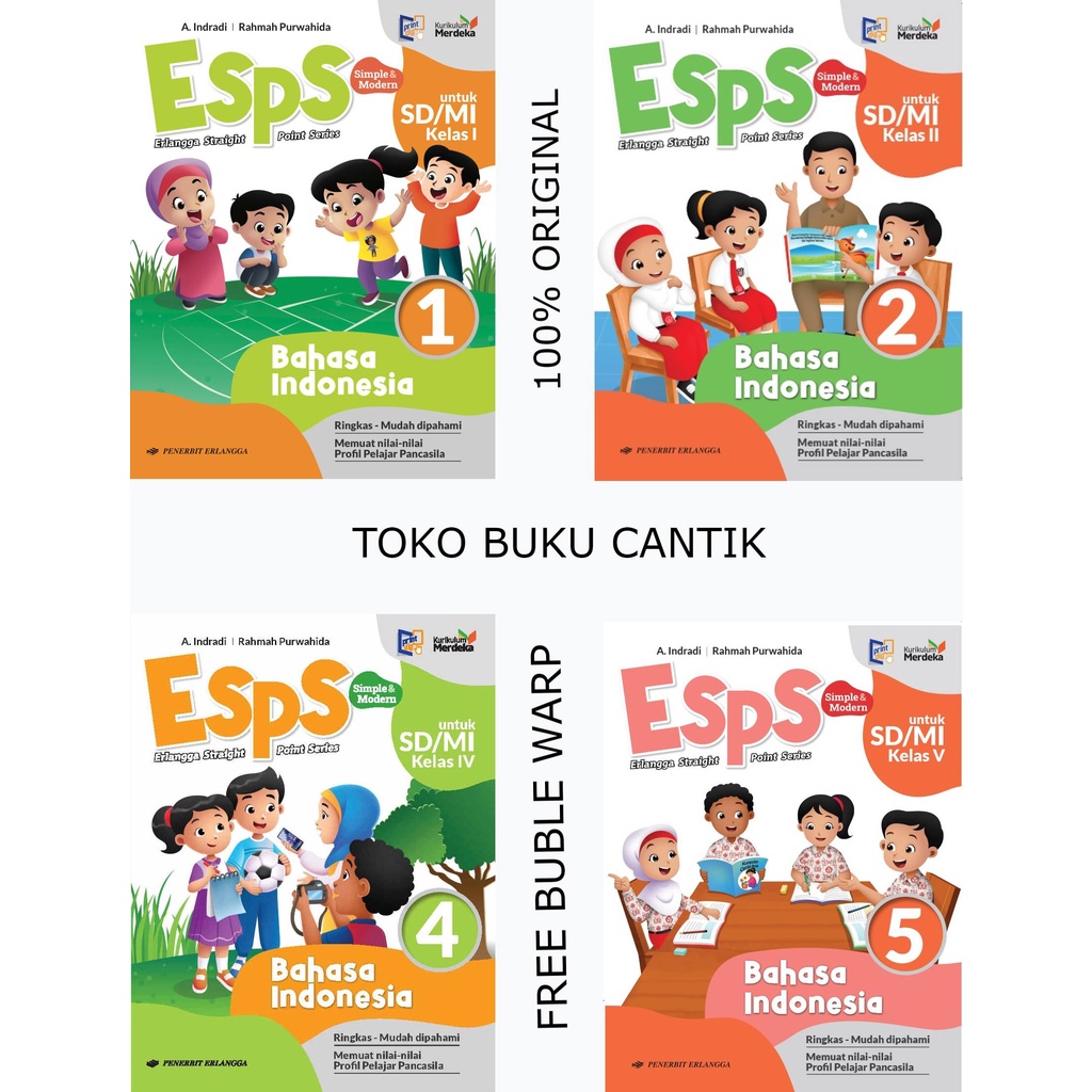 Jual ESPS BAHASA INDONESIA KURIKULUM MERDEKA KELAS 1,2,3,4,5&6 ERLANGGA ...