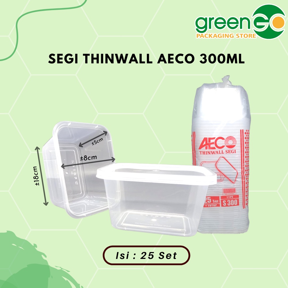 Jual Thinwall Kotak Aeco 300ml 25 Set Bening Toples Makanan Plastik