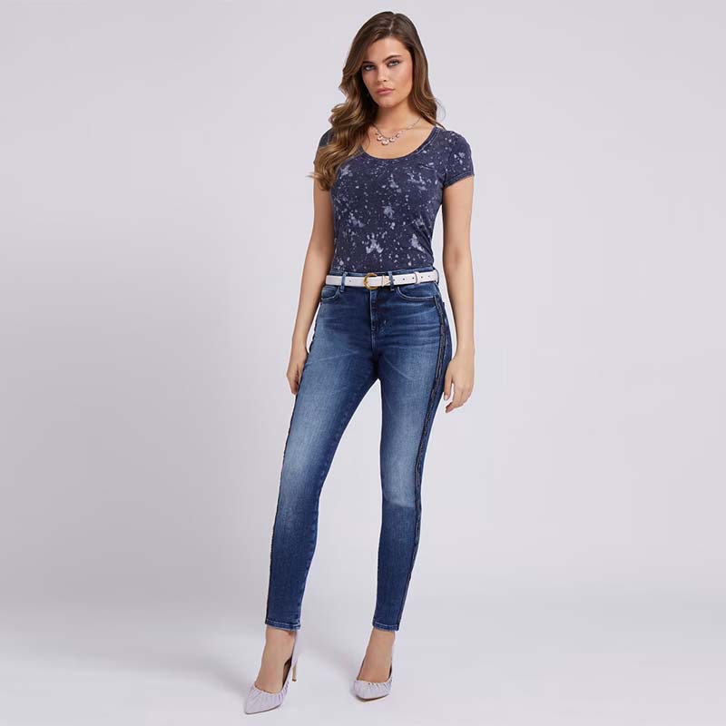 Guess 1981 Skinny Jeans Donna W1YA46 D4GV2 Carrie Mid – Taglia 30, Vestibilità Skinny, Chiusura Cerniera