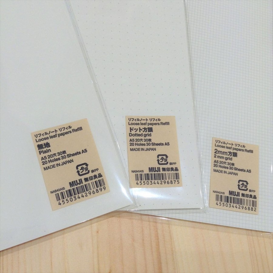 Jual MUJI Loose Leaf paper A5 Plain/Drawing/Dot Grid/Planner/Budget