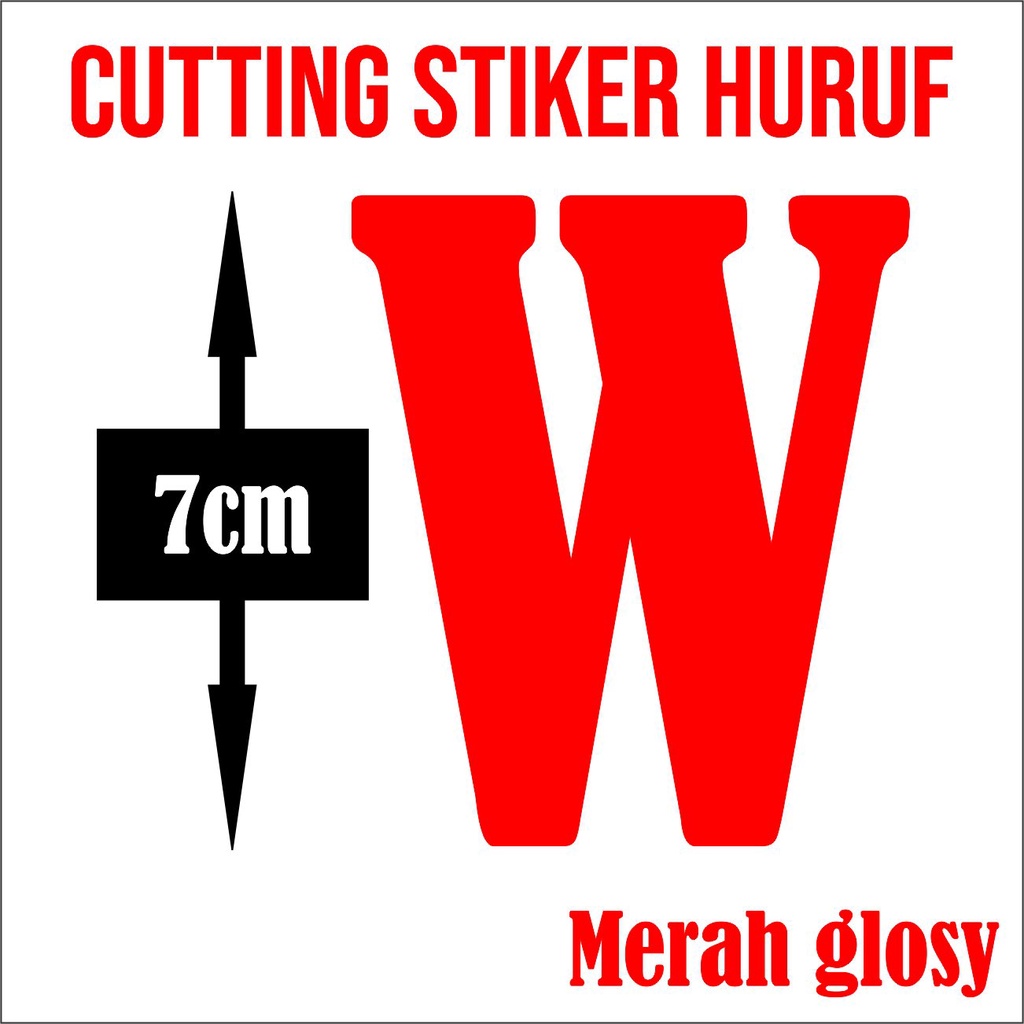 Jual stiker cutting huruf - warna merah satu warna - tinggi 7cm - bahan ...