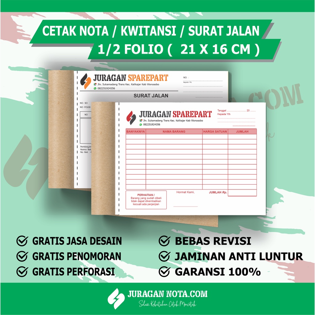 Jual Cetak Nota Custom Ply Folio Kwitansi Play Surat Jalan