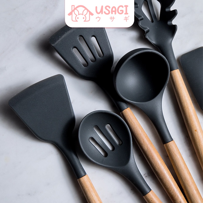 Jual USAGI OFFICIAL - Food Grade Wooden Silicone Spatula 1 Pcs - Turner ...