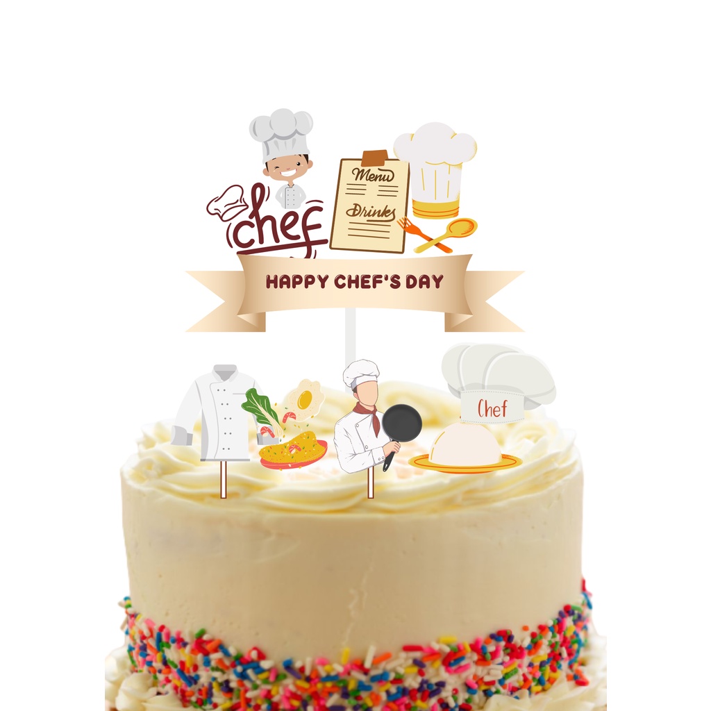 Jual Topper cake Chef , bakery , cook , kue / hiasan kue happy birthday Shopee Indonesia