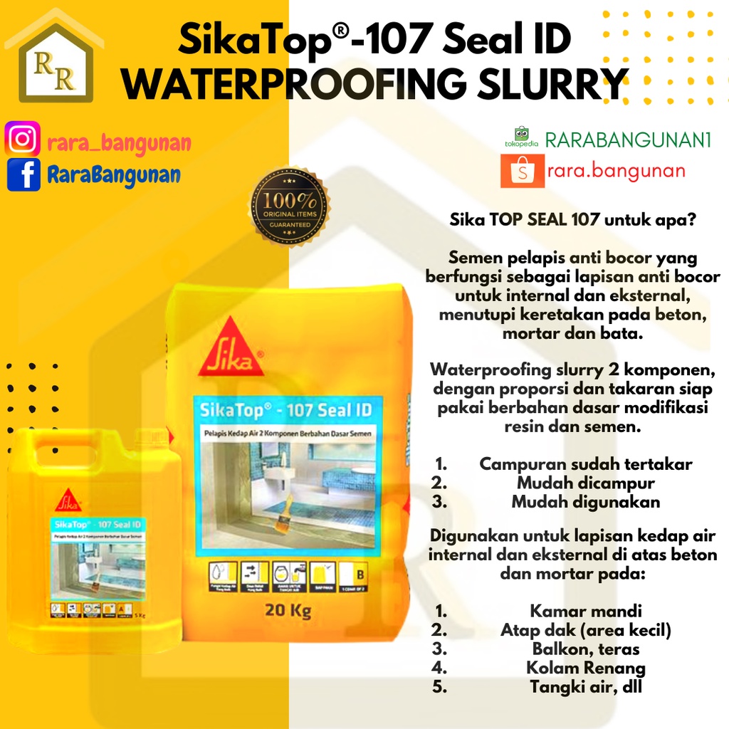 Jual SIKA TOP SEAL 107 (2 KOMPONEN) SEMEN DAN CAIRAN SIKA 5L Dan 25 Kg ...