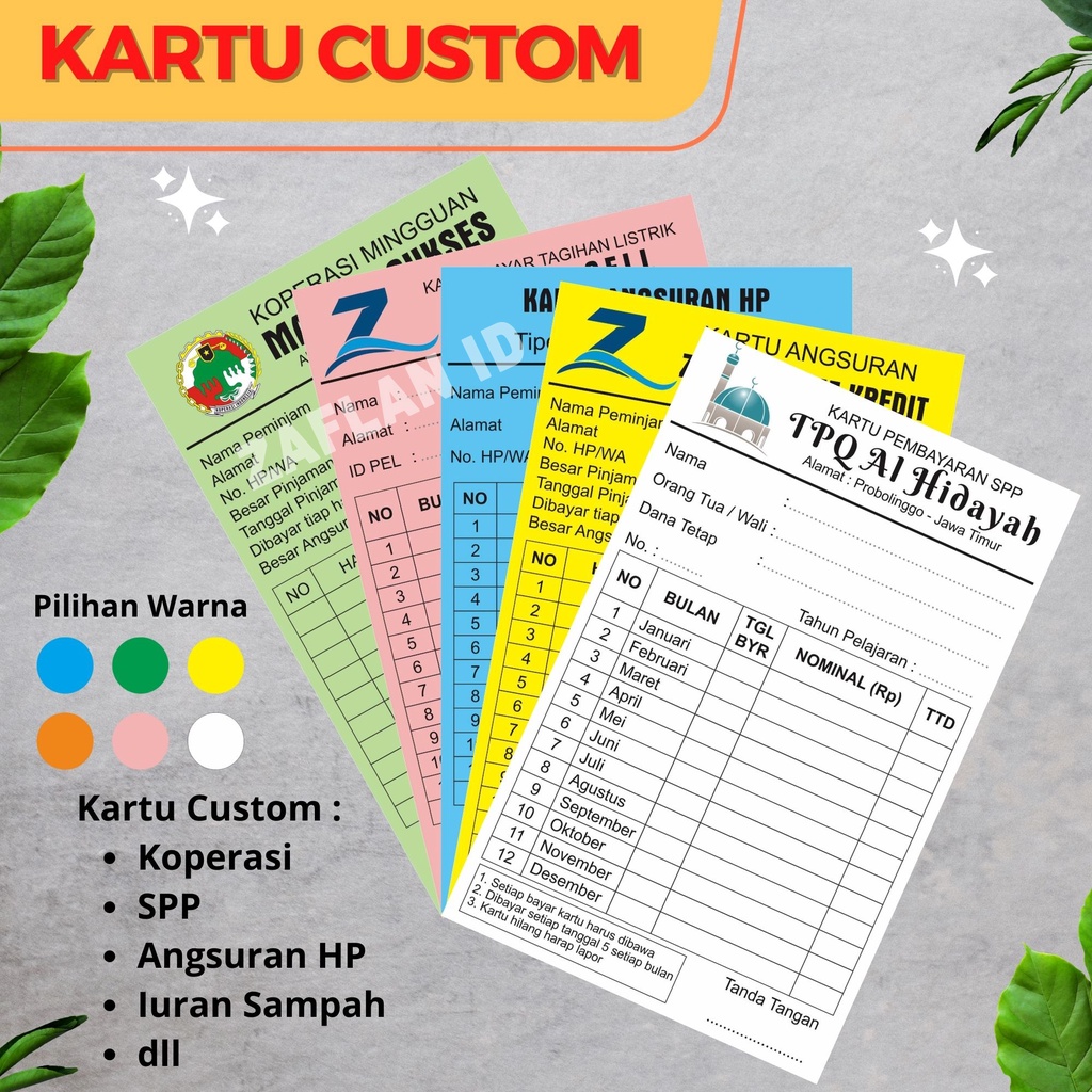 Jual KARTU CUSTOM | Kartu SPP, Kartu Koperasi, Kartu Iuran Sampah ...