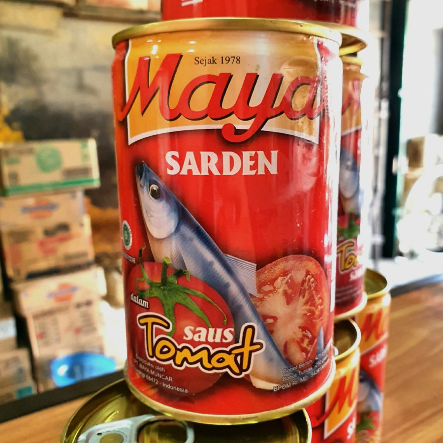 Jual Sarden Maya Saus Tomat Besar Dan Kecil - Ikan Sarden Kaleng Maya ...