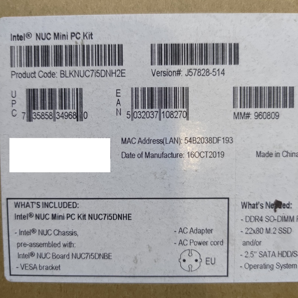 Jual Intel NUC Mini PC Kit NUC7i5DNHE i57300u 1TB 8GB W10 Shopee