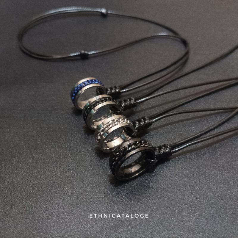 Jual kalung tali pria liontin cincin stainless rantai / rounded chain