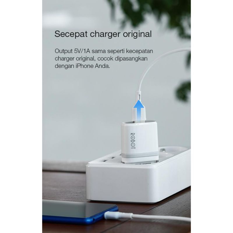 Jual ROBOT RT-K7 QUICK CHARGE OUTPUT 5V/1A FIREPROOF CHARGER FREE CABLE ...