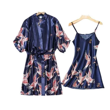Ready Daster Kimono Panjang Baju Tidur Wanita Satin Premium Home Korea