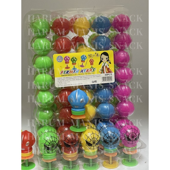 Jual Permen Keras Aneka Rasa Buah Bentuk Ultraman Spiderman Toy Loncat ...