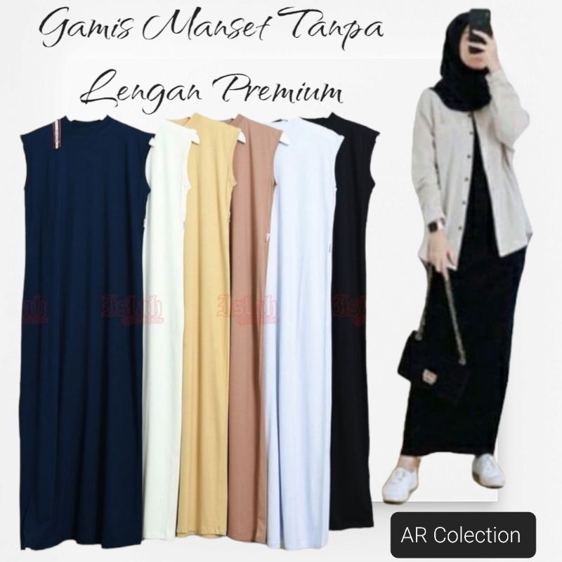 Jual Gamis Manset Tanpa Lengan Basic Premium, Inner Dress Sleeveless ...