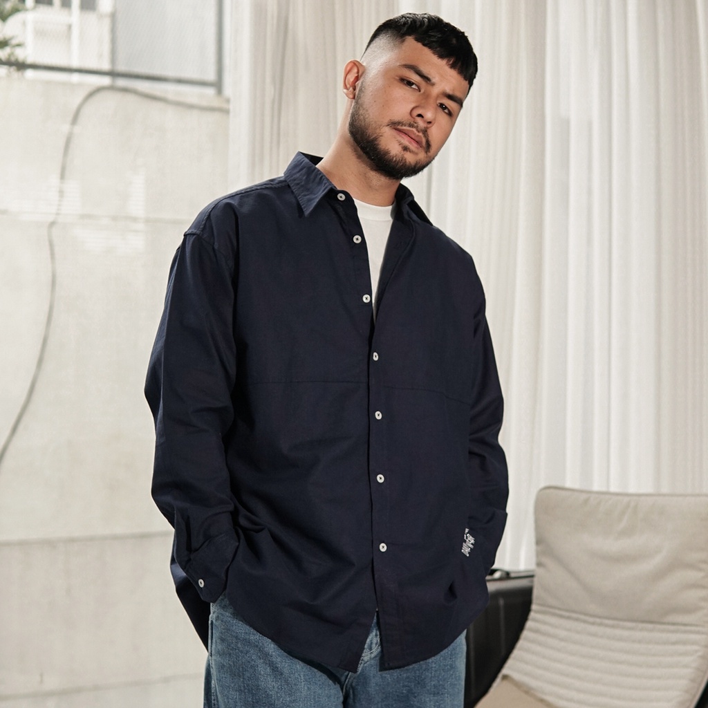 Kasual Kemeja Navy Oasis Oversized Shirt Katun S-2XL
