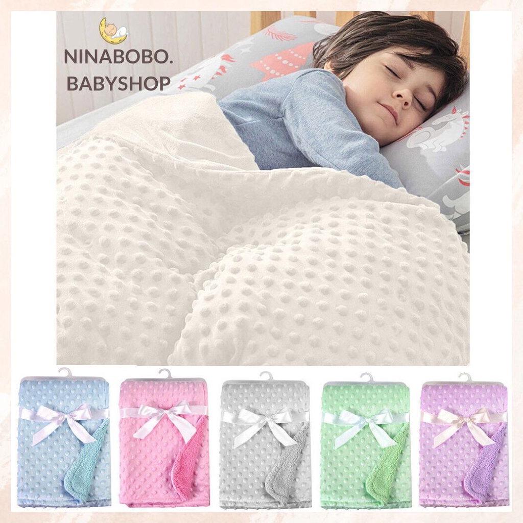 Jual Selimut bayi double fleece motif polos / baby blanket carter