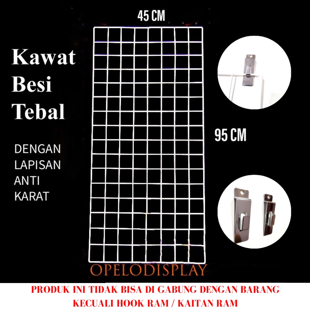 Jual GRID WALL JARING RAM KAWAT BESI DINDING 95x45 CM / GANTUNGAN ...