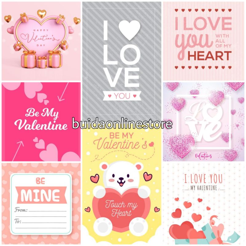 Jual Stiker Label Kartu Ucapan Hangtag Happy Valentine's Day Selamat