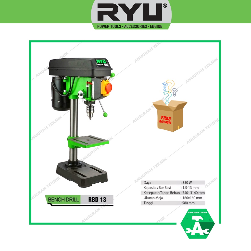 Jual RYU RBD 13 Mesin Bor Duduk 13mm Chuck Electric Bench Drill Press ...