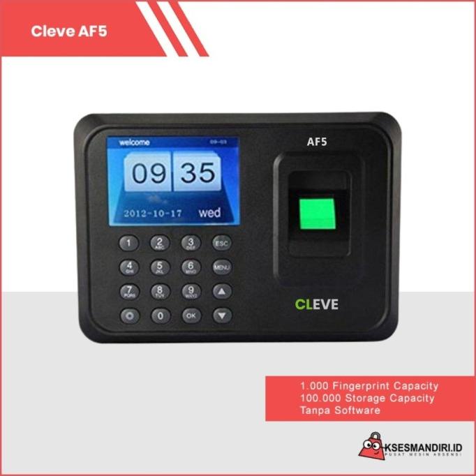 Jual Mesin Absensi Fingerprint Cleve AF5 Tanpa Software / SSR | Shopee ...