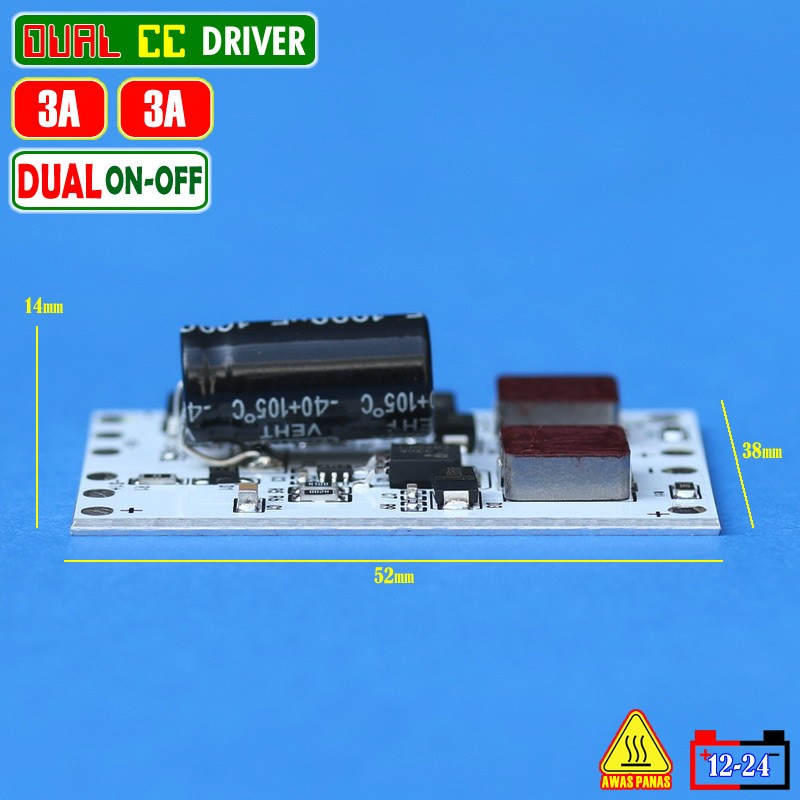 Jual Driver Led Dual ON 3A LED Driver 2X MCP 3570 XHP50 SST XML Biled ...