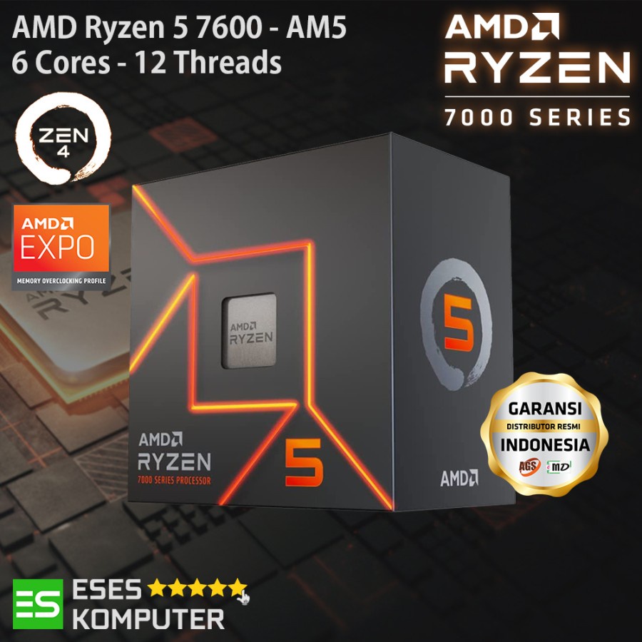 Jual Processor AMD Ryzen 5 7600 3.8GHz Up To 5.1GHz 6-Core AM5 | Zen 4 ...