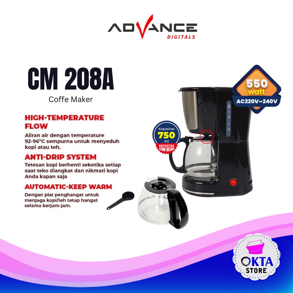 Jual Advance CM208A Coffee Maker Mesin Kopi Espresso Low Watt