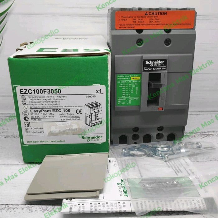 Jual Komponen Listrik Mccb/Breaker Ezc100F 50A 10Ka 3Pole Schneider. No ...