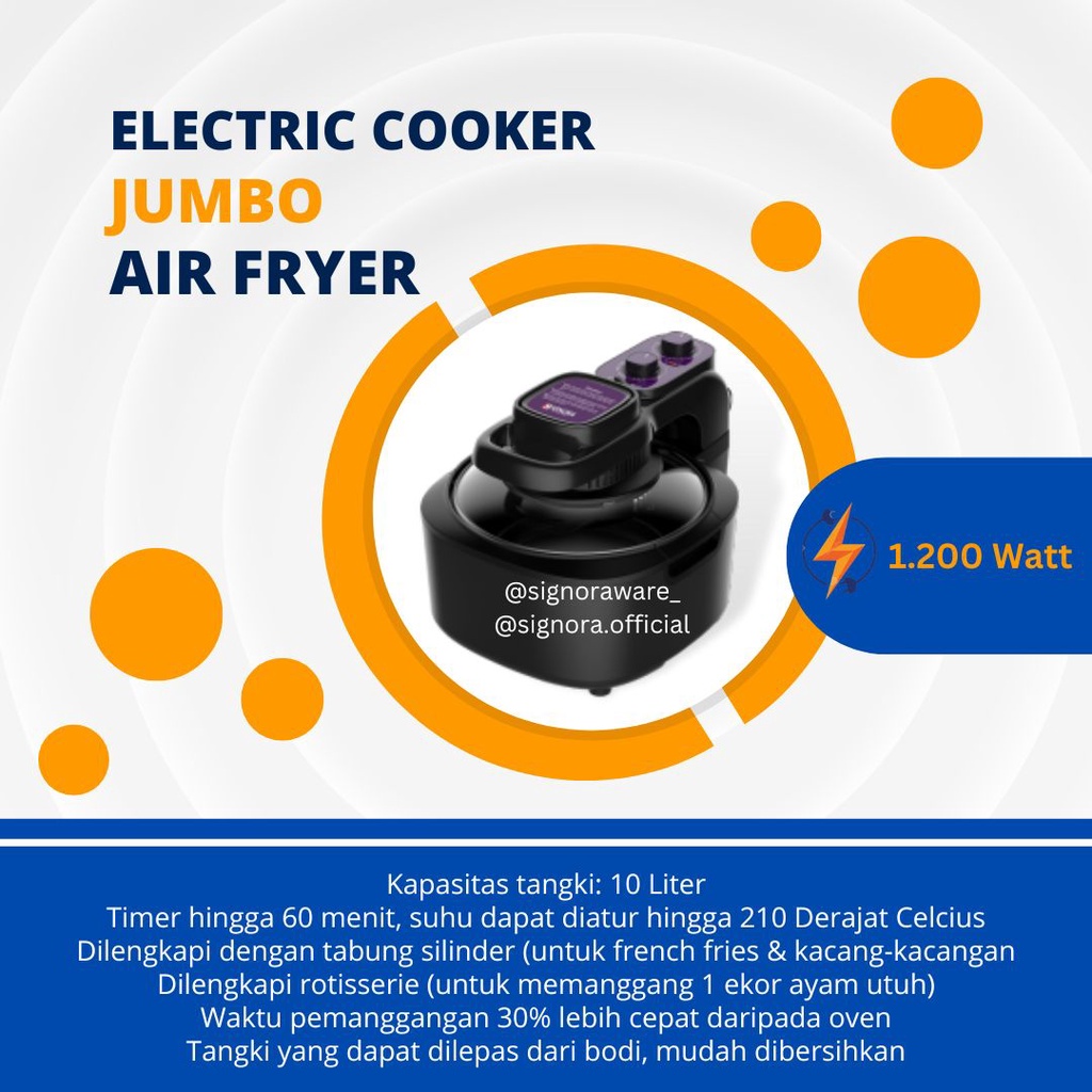 Jual Air Fryer Terbaik, Kapasitas 5 Liter, 30% Hemat Energi | Shopee