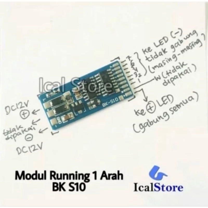 Jual Modul running 1 arah 7 channel type BK S10 / modul sein running