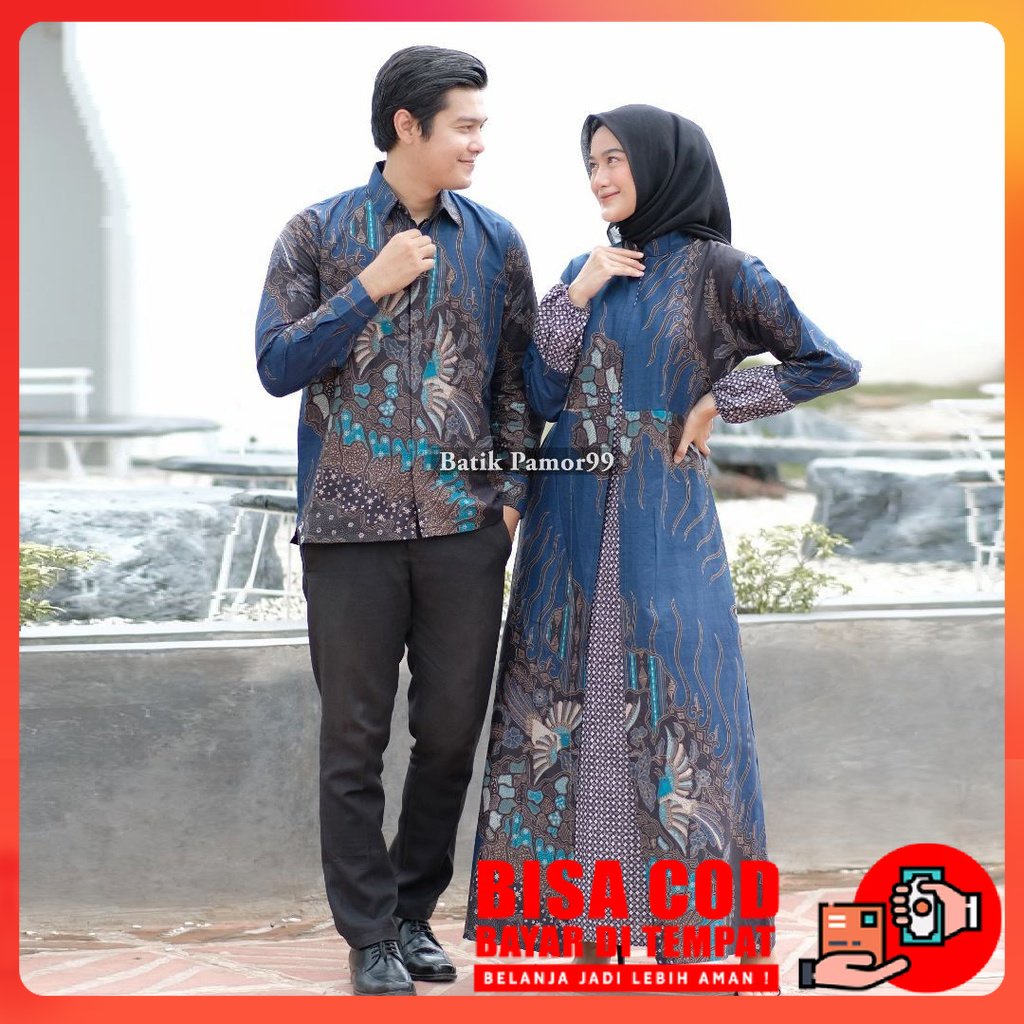 Jual Baju Batik Couple Modern Pasangan Keluarga Premium Jumbo Gamis Wanita Dewasa Kemeja Pria 