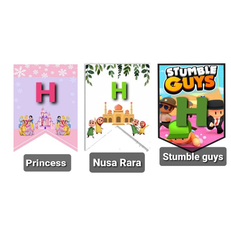 Jual Bunting Flag Custom, Banner Custom Huruf, Motif Stumble Guys, Nusa ...