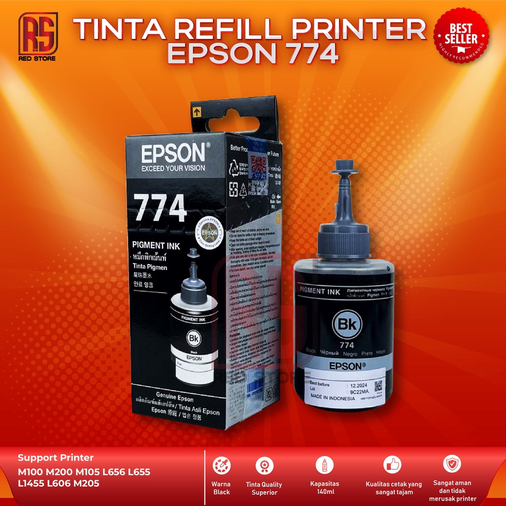 Jual Tinta Kompatible Epson 774 Hitam Untuk Tipe Printer L605 L655 M100 ...
