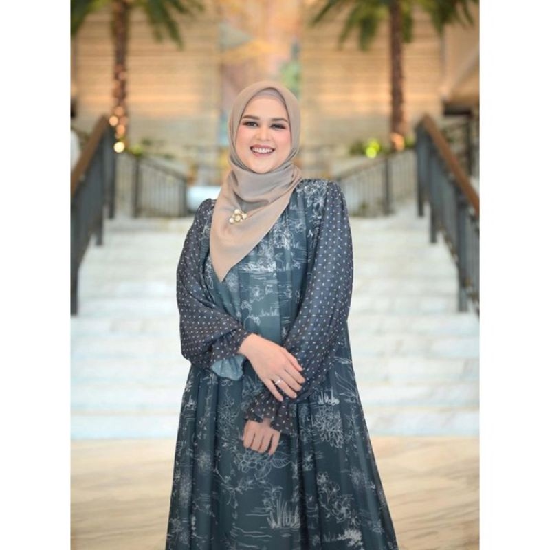 Jual Tudejul Bloom Dress Vanilla Hijab Shopee Indonesia