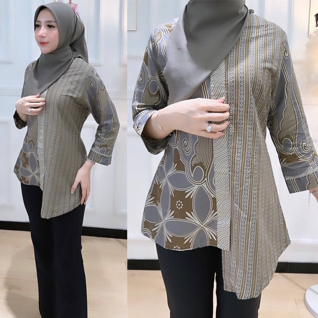 Jual Baju Batik Wanita Modern Atasan Blouse Batik Kerja Kantor Wanita