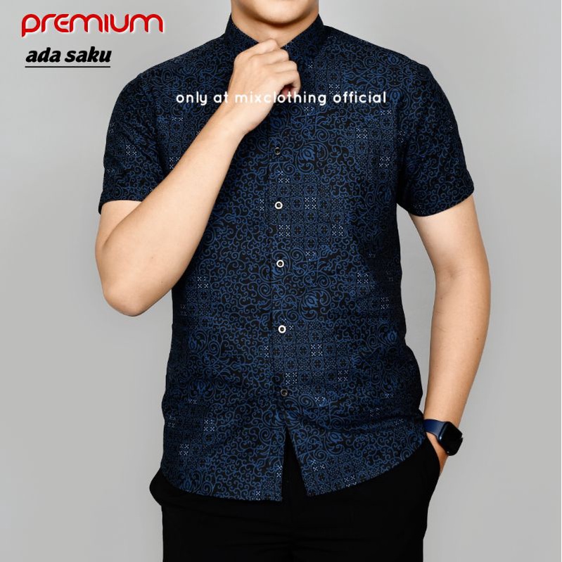 Jual Baju Batik Pria Slimfit Kemeja Lengan Pendek Slim Premium Kode ...