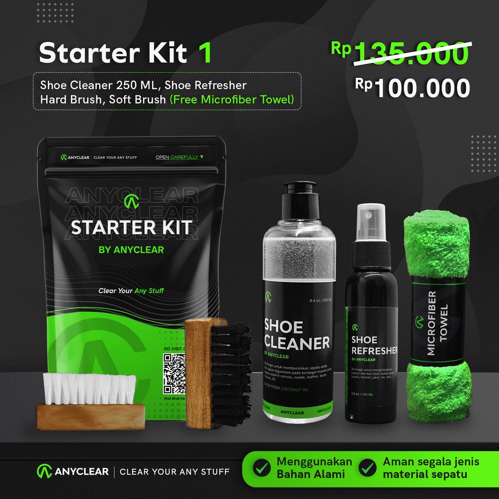 Jual ANYCLEAR Starter Kit 1 Pembersih Sepatu - Sabun Cuci Sepatu Semua ...