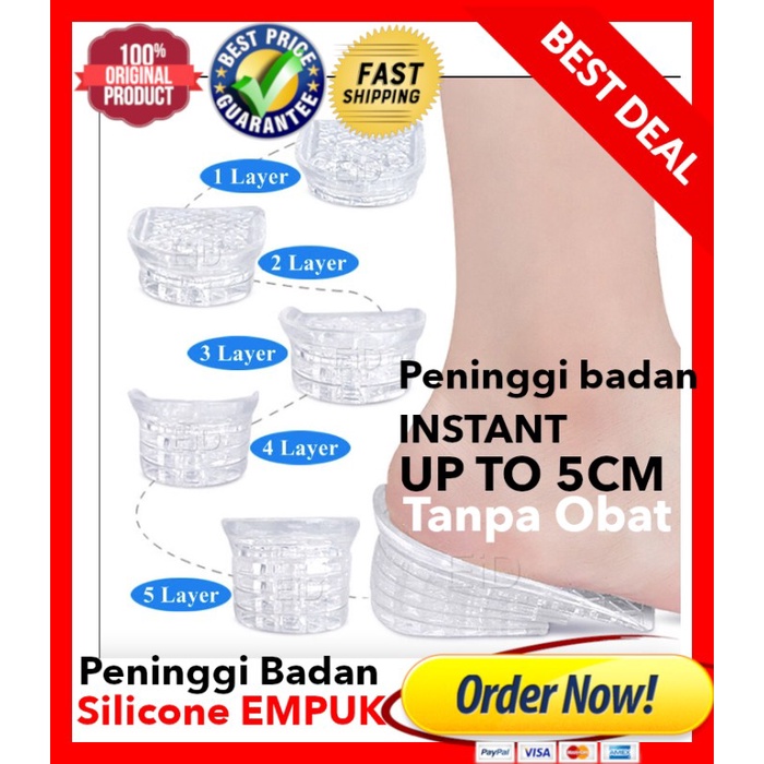 Jual Sol Sepatu Peninggi Badan 5 Layer Instan Insole Penambah Tinggi